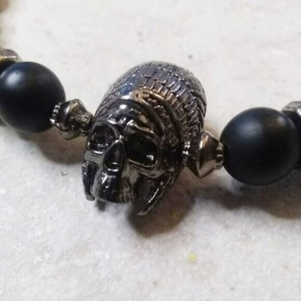 Indian Chief Headdress Skull Men's Bracelet ~ Warrior Native Biker Gamer Wraith